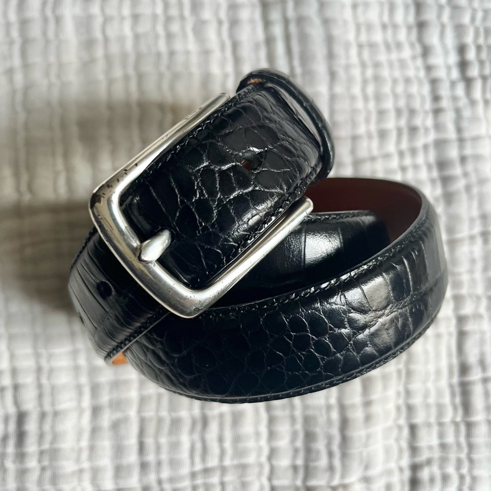 Lauren Ralph Lauren | Black Italian Leather Croc Embossed Alligator Belt